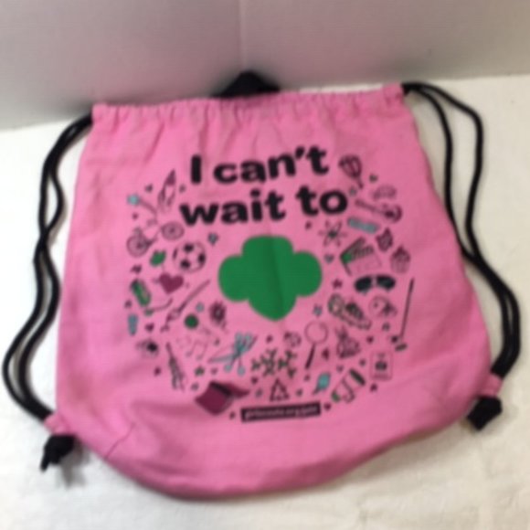 Pink Girl Scouts Sling Backpack w/ Drawstring Closure 15"x14.5" - Picture 2 of 15